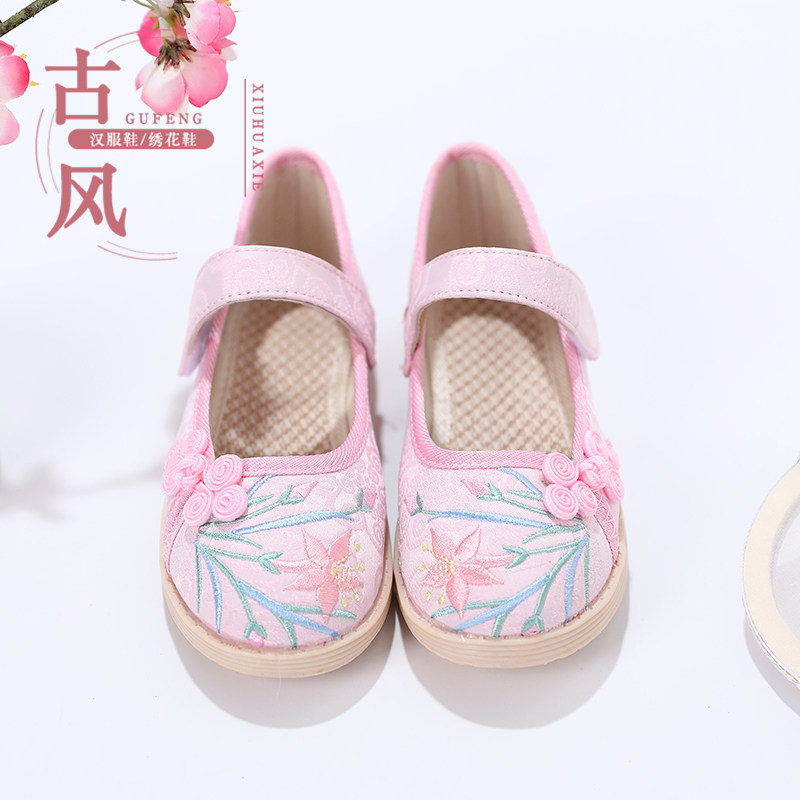 现货女童绣花鞋儿童高端中国风鞋E子老北京儿童手工布鞋舞蹈鞋