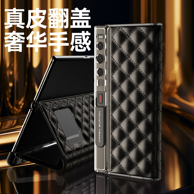 原装正品适用鱼子酱新款华为matexs2手机壳真皮磁吸翻盖Mate xs2超薄全包防摔限量版xs2典藏版折叠屏男女高档