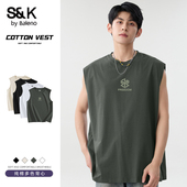 潮流汗衫 班尼路S&K系列纯棉背心男夏季 宽肩运动健身坎肩男士 t恤A