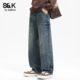 男士 2026春季 新款 班尼路SK复古水洗牛仔裤 宽松直筒阔腿休闲长裤