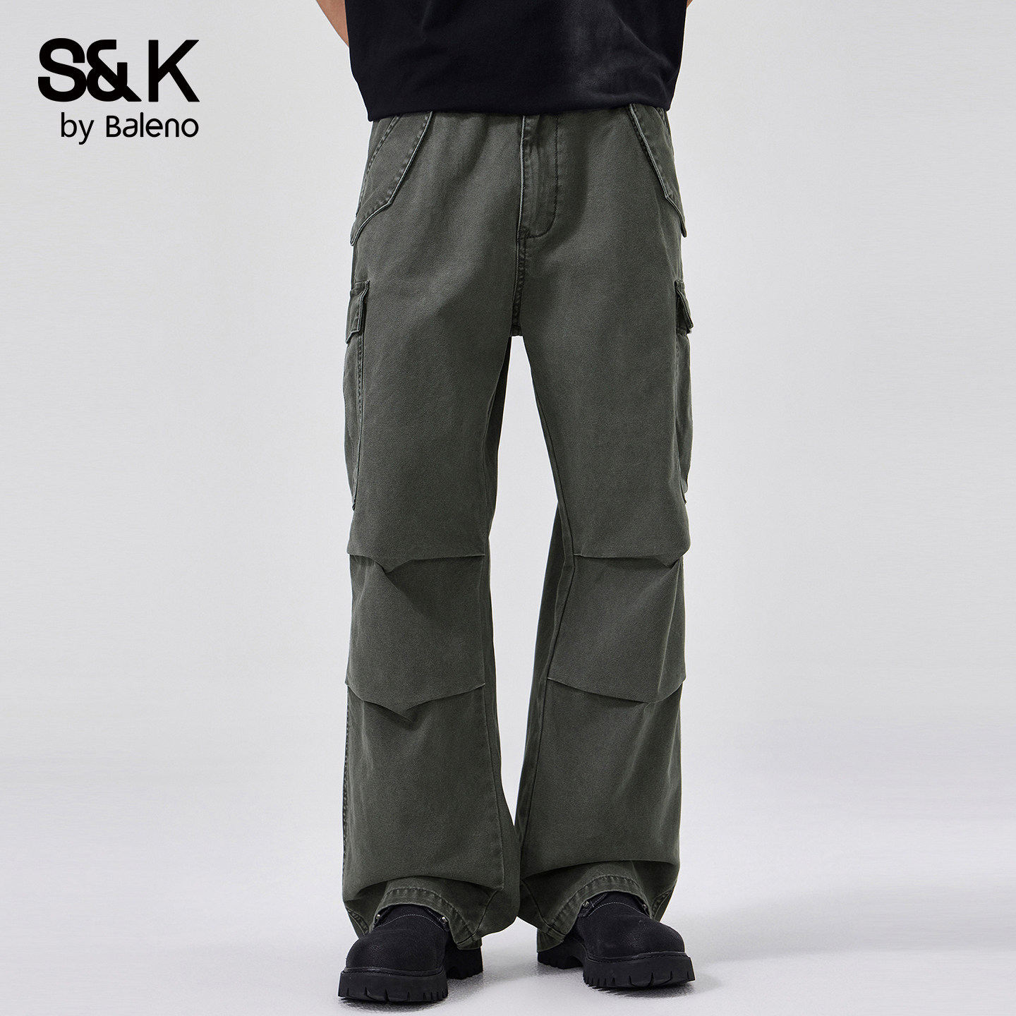 班尼路SK美式工装风多口袋阔腿裤男春季2026新款宽松直筒休闲裤YS,男装,休闲裤,淘宝优惠券,粉丝福利购,淘宝优惠卷
