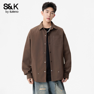 高街多口袋工装 班尼路SK长袖 潮牌美式 男秋冬新款 翻领衬衣MS 衬衫