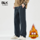 班尼路SK重磅纯棉直筒休闲裤 男YS 长裤 男冬季 宽松加绒加厚显瘦工装