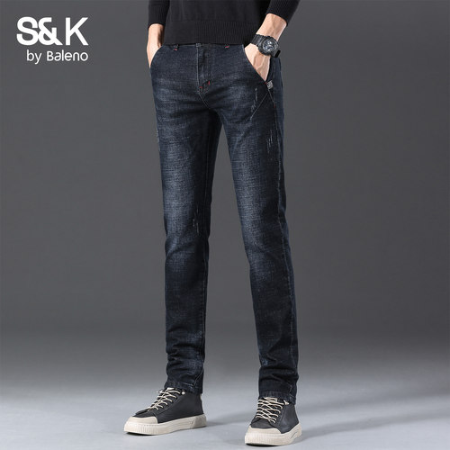班尼路SK牛仔裤男士小脚美式弹力