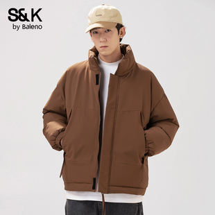 班尼路SK美式 休闲潮牌百搭面包棉服保暖外套MS 立领棉衣男2025冬季