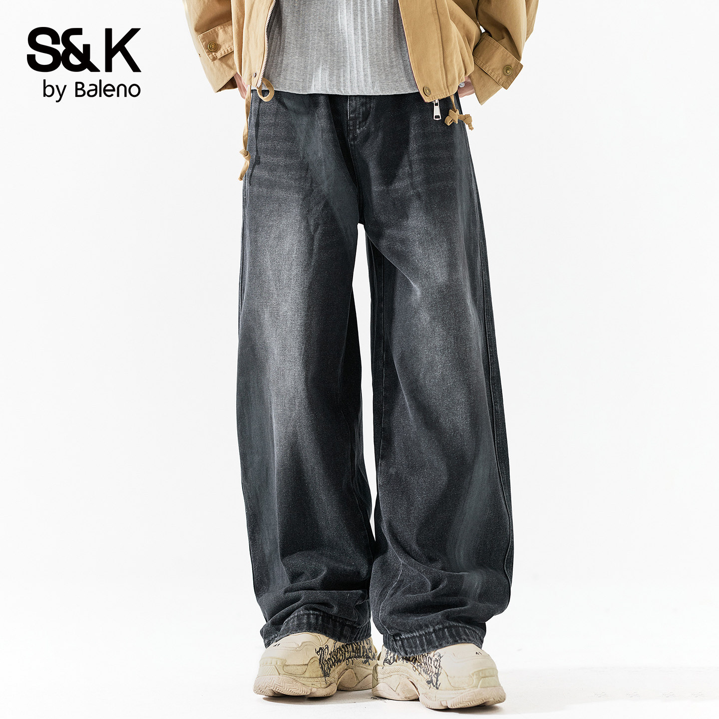 班尼路SK牛仔裤男士新款秋冬季百搭直筒宽松阔腿休闲水洗长裤子YS,男装,牛仔裤,淘宝优惠券,粉丝福利购,淘宝优惠卷