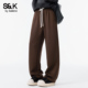 班尼路SK简约运动宽松阔腿裤 潮牌长裤 男2026新款 腰带直筒休闲裤