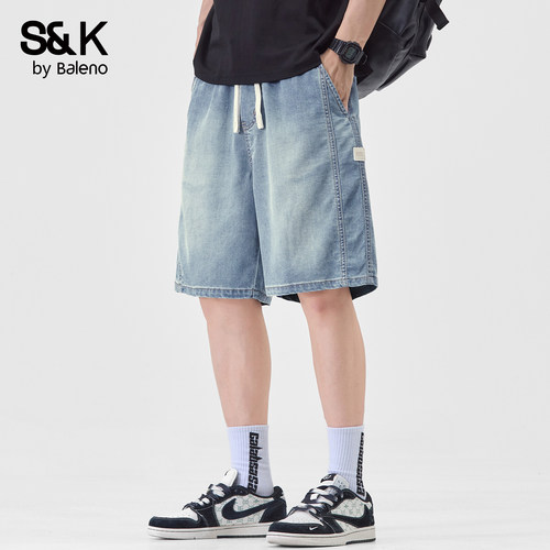 班尼路SK夏季薄款直筒牛仔短裤男