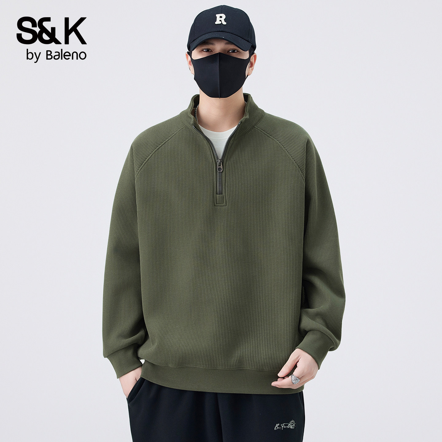 班尼路SK半拉链立领卫衣秋冬季美式复古加绒加厚纯色休闲外套男YS,男装,卫衣,淘宝优惠券,粉丝福利购,淘宝优惠卷