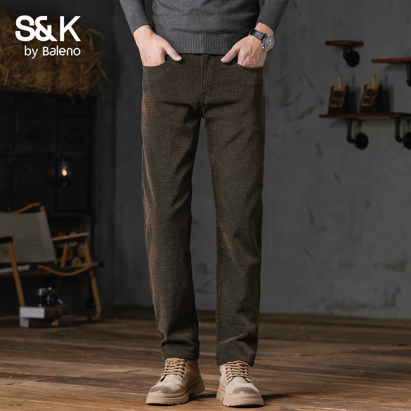 班尼路秋季新款宽松直筒休闲裤男