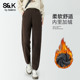 高腰显瘦百搭长裤 班尼路S&K系列咖色灯芯绒束脚裤 女2025秋冬新款