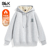 班尼路S&K羊驼绒连帽卫衣男士 冬季 加绒加厚防寒保暖青少年外套潮A