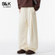 班尼路SK简约风宽松阔腿裤 松紧腰休闲裤 男2026新款 垂感直筒长裤