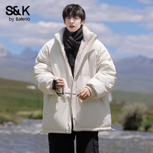 班尼路SK面包棉服男中长款 潮流男生外套加厚保暖防寒服棉衣YS 冬季