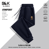 收脚裤 班尼路S&K男卫裤 26春季 新款 重磅棉感裤 子藏青色印花束脚裤