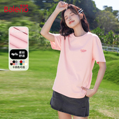 班尼路纯棉短袖 小个子粉色圆领上衣M 半袖 恤女2026新款 夏宽松大码