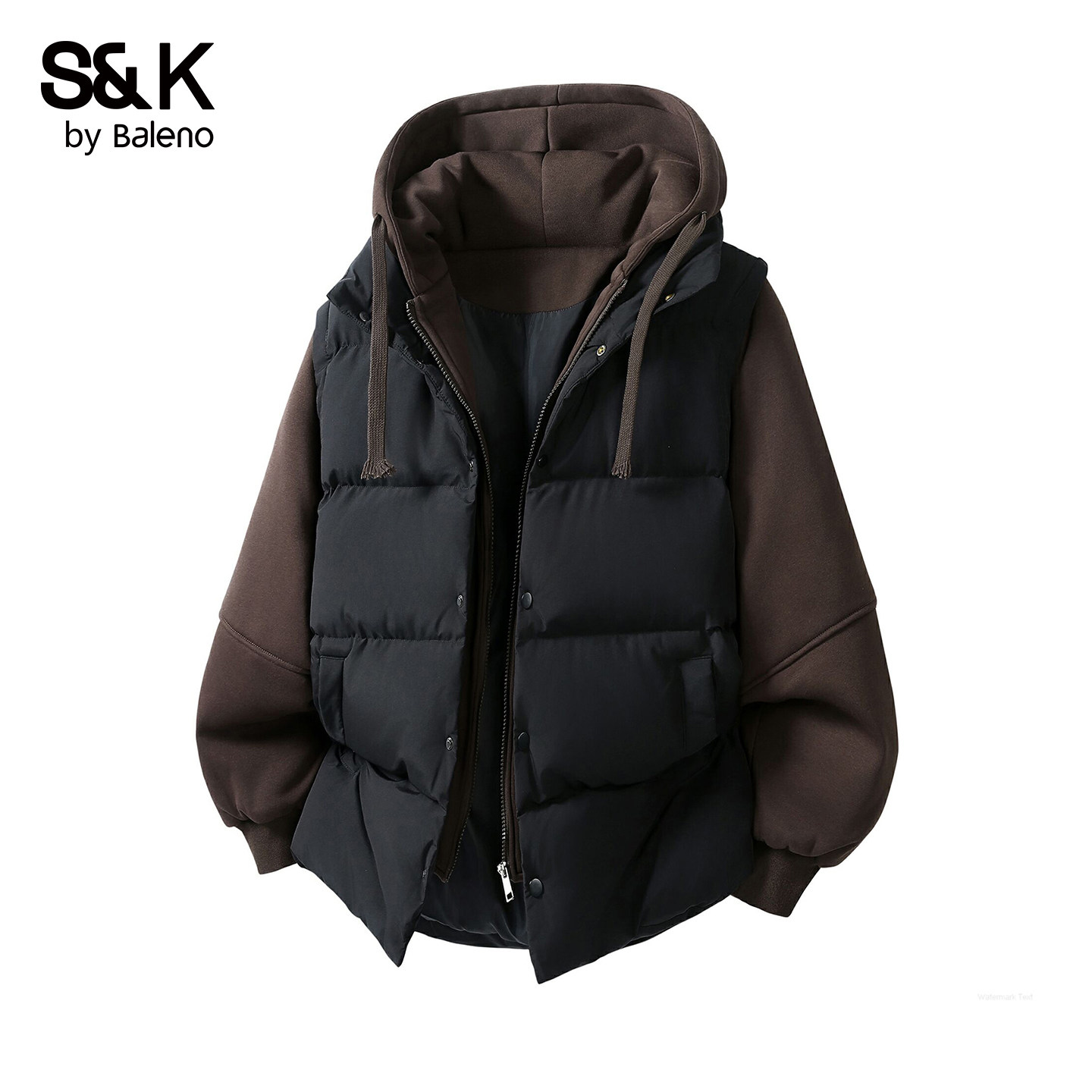 班尼路SK撞色连帽棉衣男士冬季新款宽松休闲假两件保暖棉服外套YS,男装,棉衣,淘宝优惠券,粉丝福利购,淘宝优惠卷