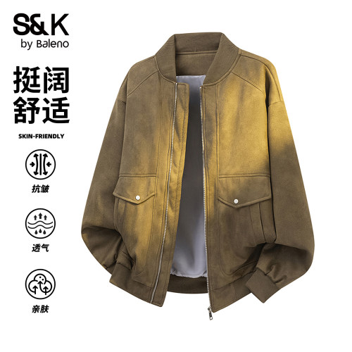 班尼路SK美式复古立领夹克男春秋