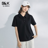 宽松2026年新款 夏季 潮牌黑色翻领t恤Q 女短袖 班尼路SK系列polo衫