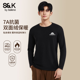 圆领长袖 男款 潮LF 男加绒加厚双面绒德秋冬季 班尼路S&K系列打底衫