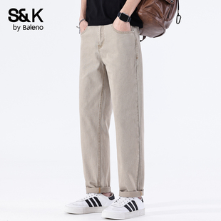 宽松浅色弹力百搭长裤 班尼路SK休闲风男士 直筒牛仔裤 2026新款 夏季