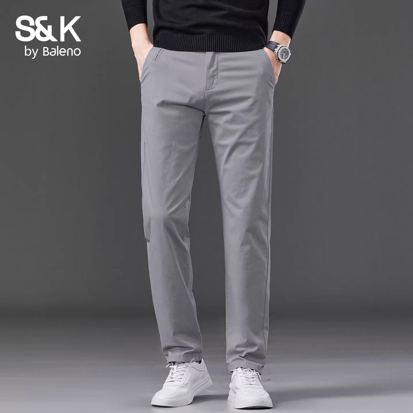 班尼路SK春夏季休闲裤男士2026新款潮牌百搭直筒商务修身长裤男YS