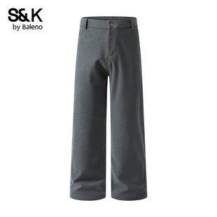 子男MS 宽松百搭垂感直筒阔腿裤 班尼路SK潮牌休闲裤 男2025秋冬厚款