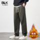 宽松直筒阔腿潮牌长裤 班尼路SK纯棉休闲裤 男2025秋冬加绒新款 男YS