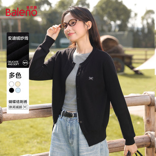 上衣外搭开衫 短款 外套H 女秋2025新款 班尼路S&K系列黑色毛衣针织衫