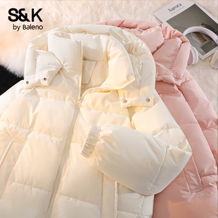 班尼路S&K系列连帽棉服女2026新款冬保暖厚外套宽松保暖棉衣棉袄M