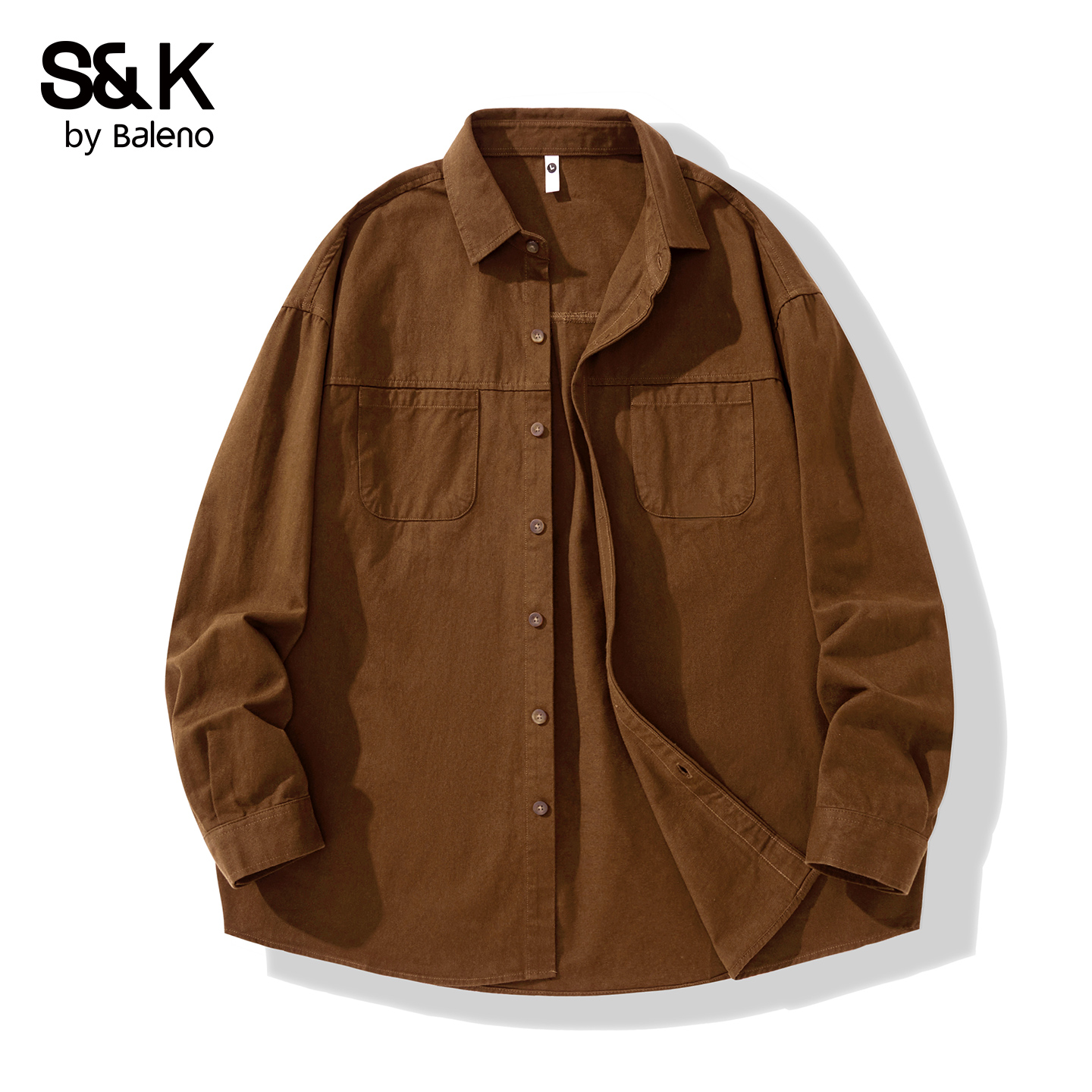 班尼路SK重磅纯棉美式长袖衬衫男