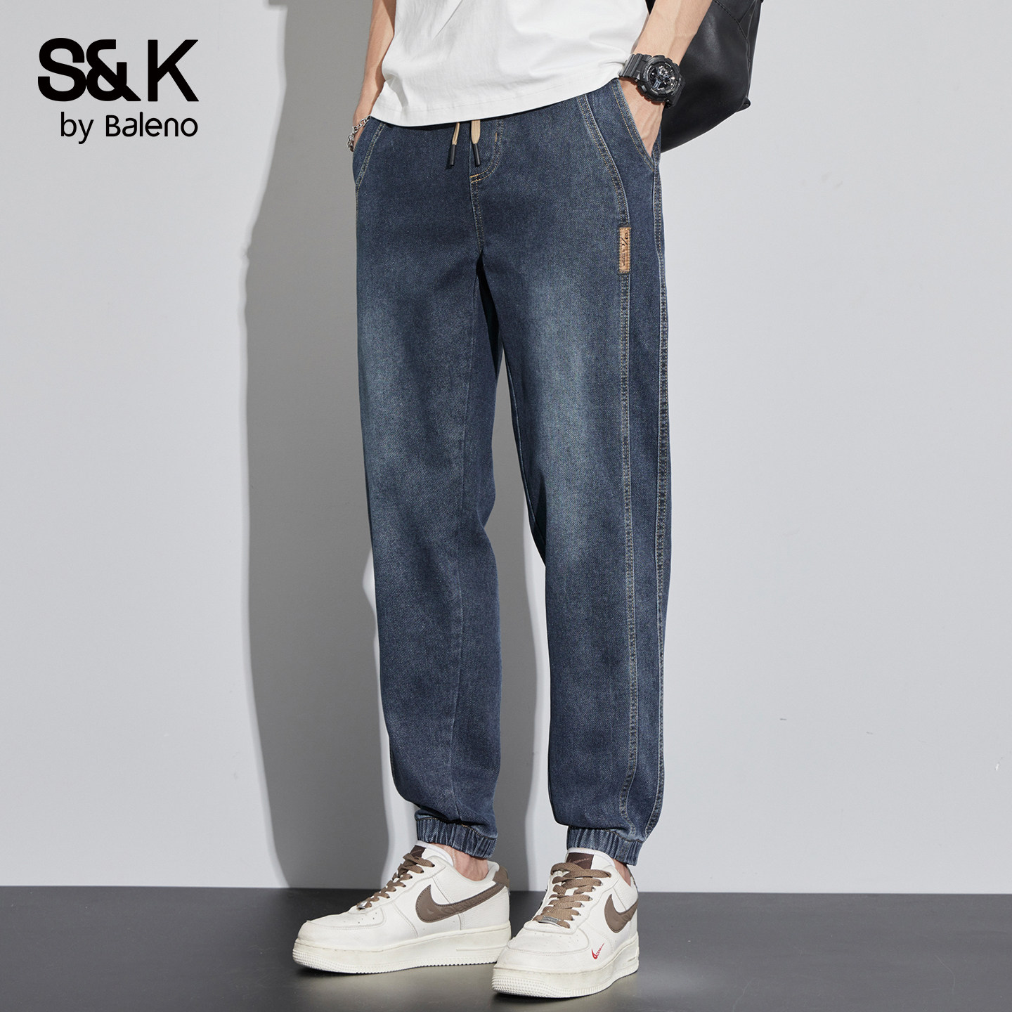 班尼路SK美式潮流男士牛仔裤秋季2025新款宽松百搭哈伦束脚裤子YS,男装,牛仔裤,淘宝优惠券,粉丝福利购,淘宝优惠卷