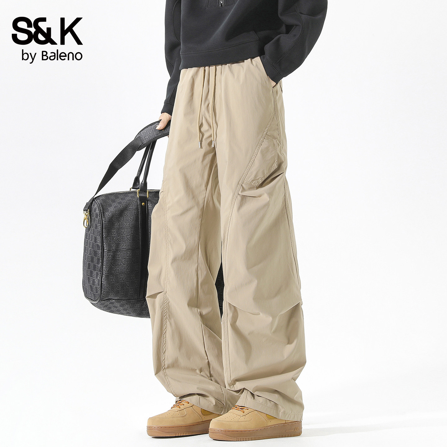 班尼路SK秋季卡其色工装裤男宽松图片