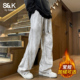 班尼路SK休闲裤 长裤 男秋冬新款 垂感宽松直筒加绒扎染设计感工装