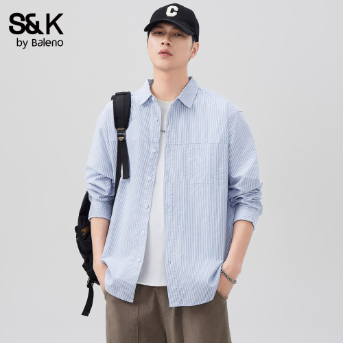 班尼路SK秋季长袖衬衫男宽松