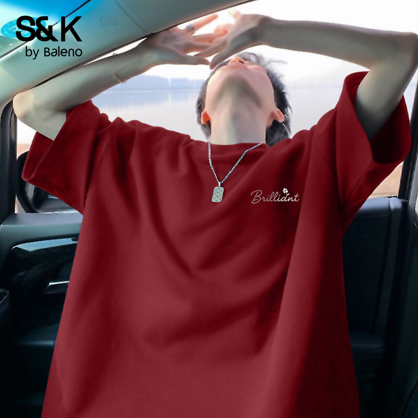 班尼路红色短袖t恤男夏重磅纯棉