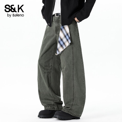 班尼路男士夏季纯棉直筒牛仔裤