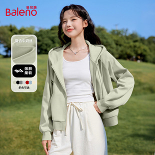 休闲外套N 宽松运动拉链开衫 班尼路连帽卫衣女秋冬新款 小个子短款