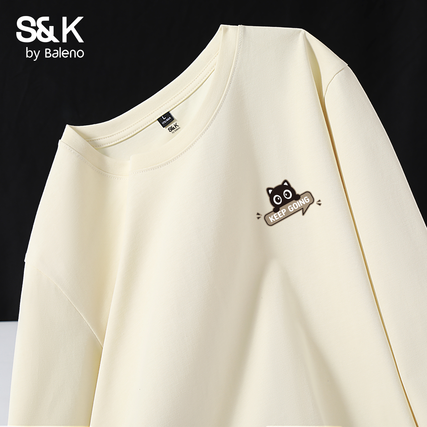 纯棉长袖t恤男青少年猫咪印花