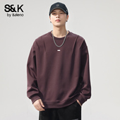 t恤2025秋季 班尼路SK圆领卫衣男士 长袖 潮流宽松休闲百搭上衣男YS