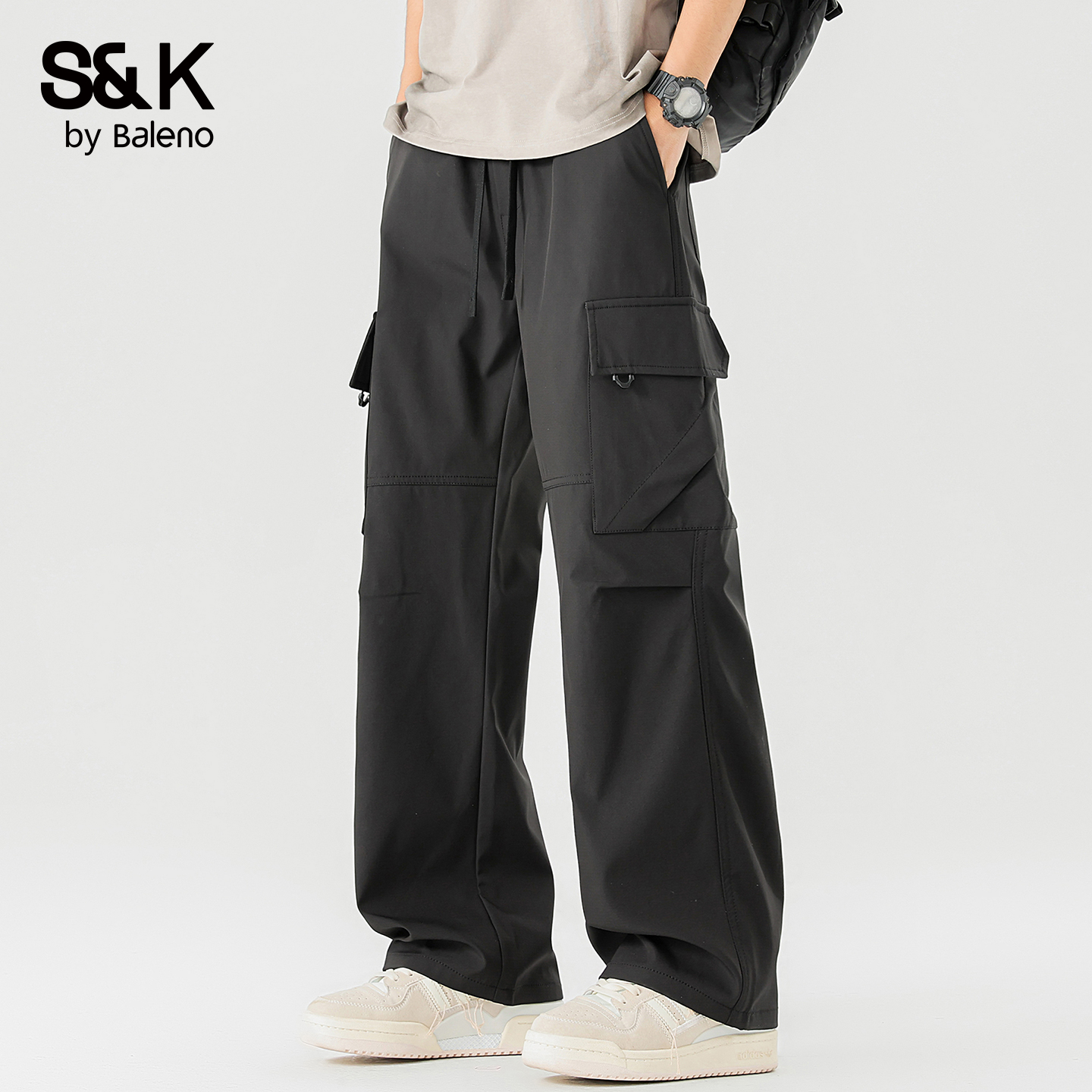 班尼路SK2025新款美式工装男生宽松直筒长裤秋冬季休闲阔腿裤子YS