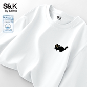 班尼路S&K系列白色t恤男青少年夏季 卡通小猫纯棉短袖 男宽松上衣A