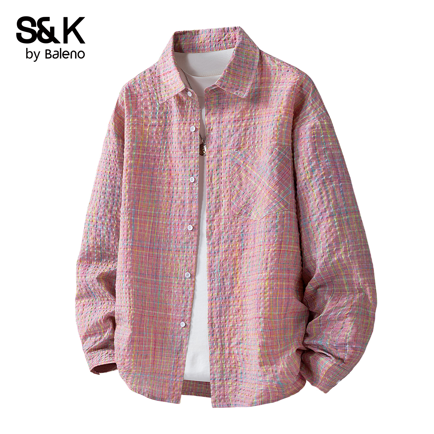 班尼路SK格子长袖衬衫男秋季宽松