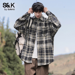衬衫 宽松百搭时尚 男士 新款 休闲外套男MS 2025秋季 班尼路SK格子长袖