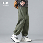 宽松束脚长裤 班尼路SK美式 子2026新款 字母图案休闲裤 纯棉工装 裤