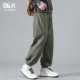 宽松束脚长裤 班尼路SK美式 子2026新款 字母图案休闲裤 纯棉工装 裤