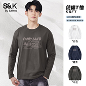 班尼路S&K系列纯棉长袖 休闲百搭通勤圆领体恤LF 男士 t恤男秋季 新款