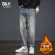 男士 秋季 潮牌2025新款 班尼路SK加绒牛仔裤 宽松直筒百搭休闲长裤