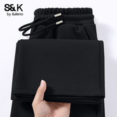 班尼路S&K系列黑色休闲运动裤 男A 青少年高级感直筒卫裤 子男款 秋季