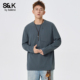 班尼路SK拉链口袋长袖 T恤男圆领纯色打底衫 户外休闲风潮牌上衣YS